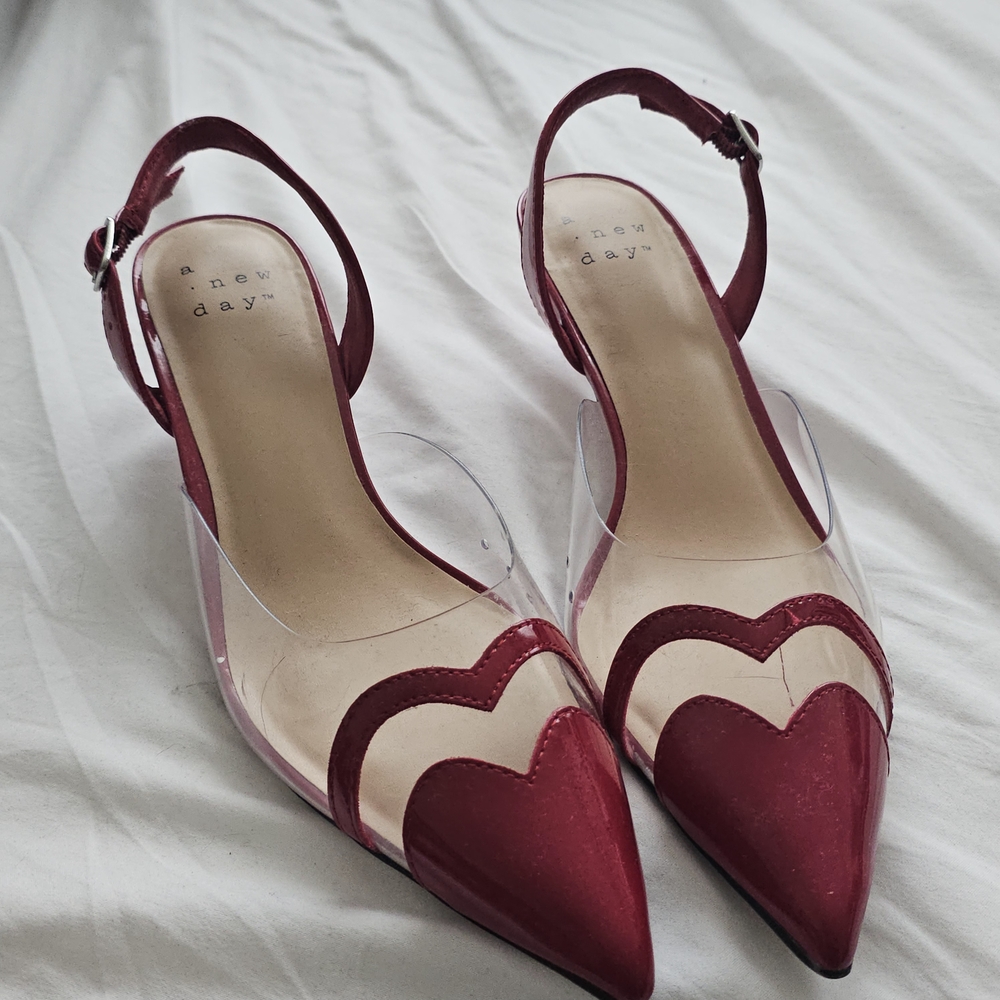 a new day women's red slingback kitten heels